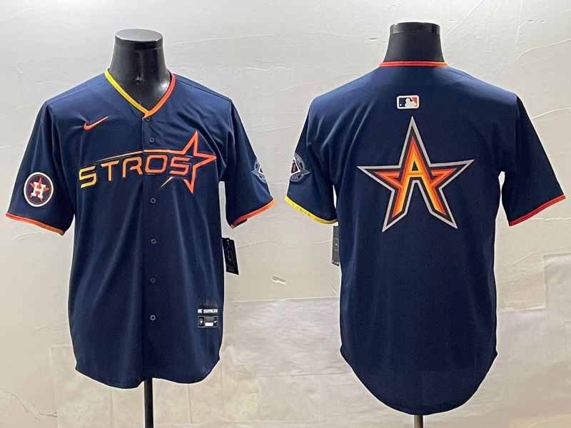 Men Houston Astros Blank Drak Blue Three generations Joint Name 2025 Nike MLB Jersey style 6